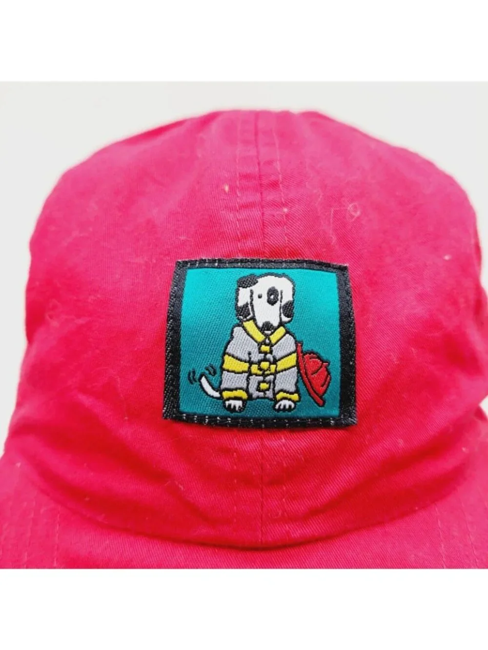 Gymboree Baseball Hat Red Plaid Reversible Fireman Dog Patch Size L / XL